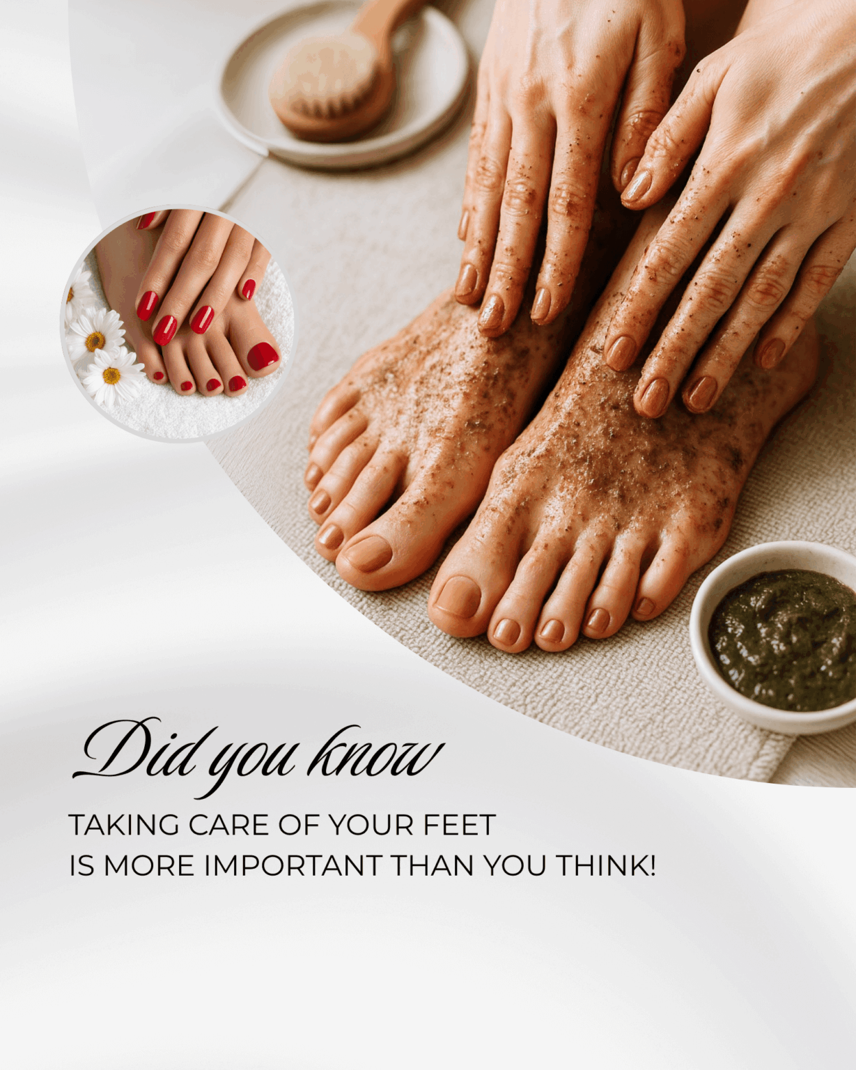 A woman having her feet cared for during a pedicure.