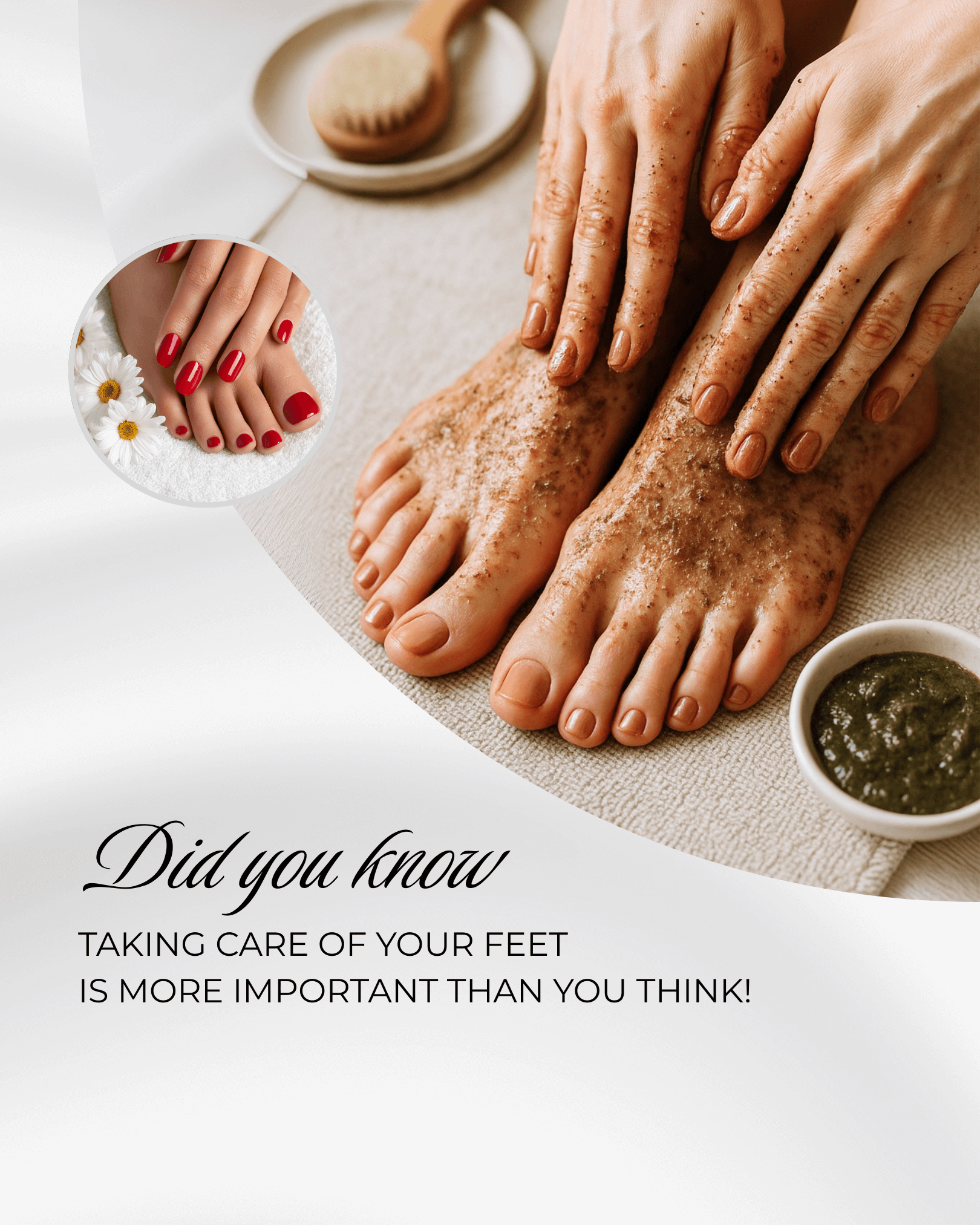 A woman having her feet cared for during a pedicure.