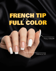 Comparing French tip and full color nails.
