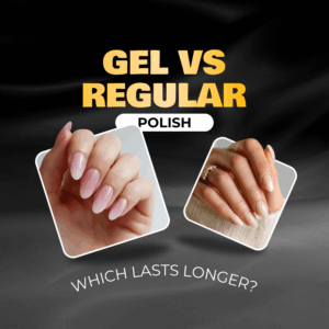 Side-by-side view comparing gel polish and regular polish