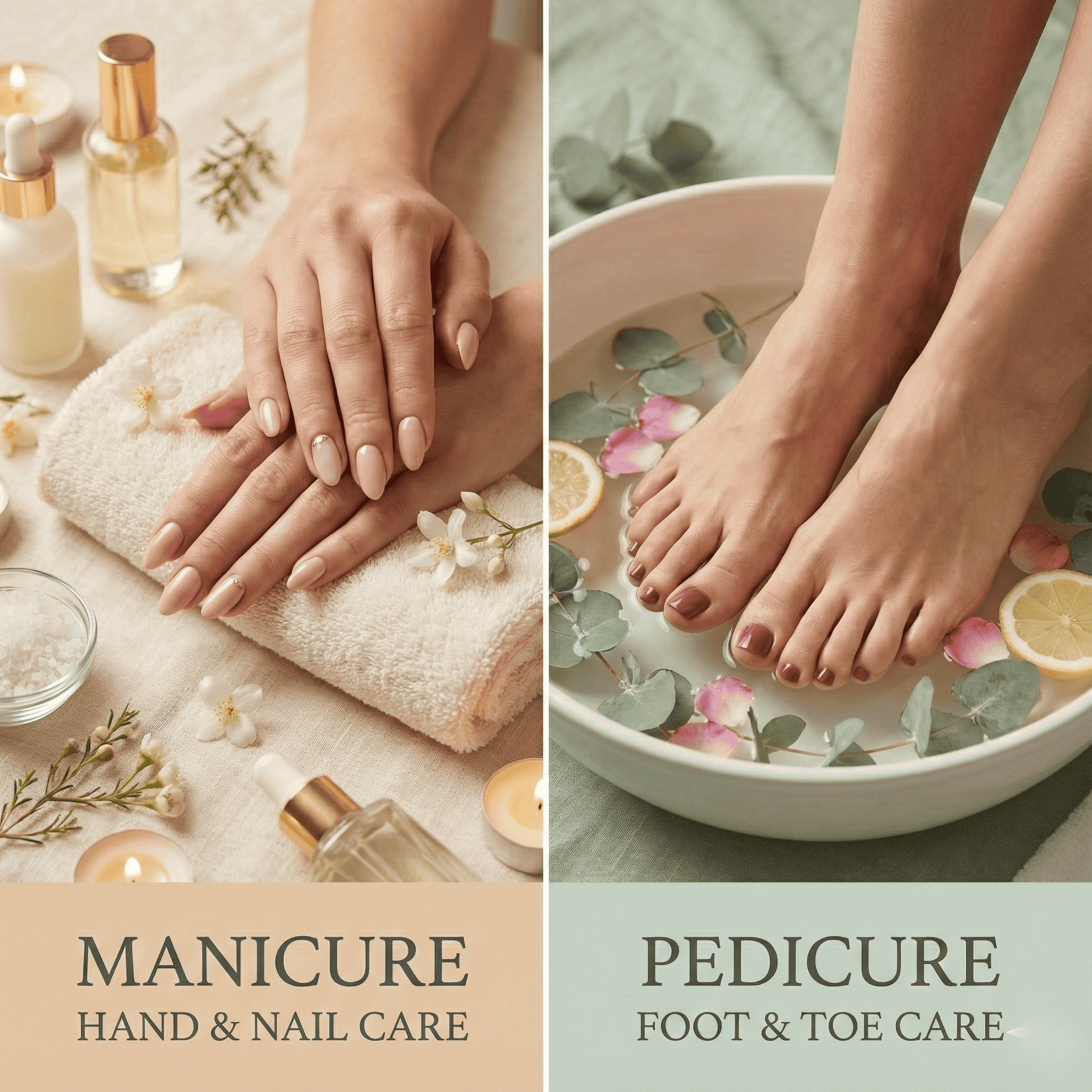 Comparison highlighting the differences between manicure and pedicure.